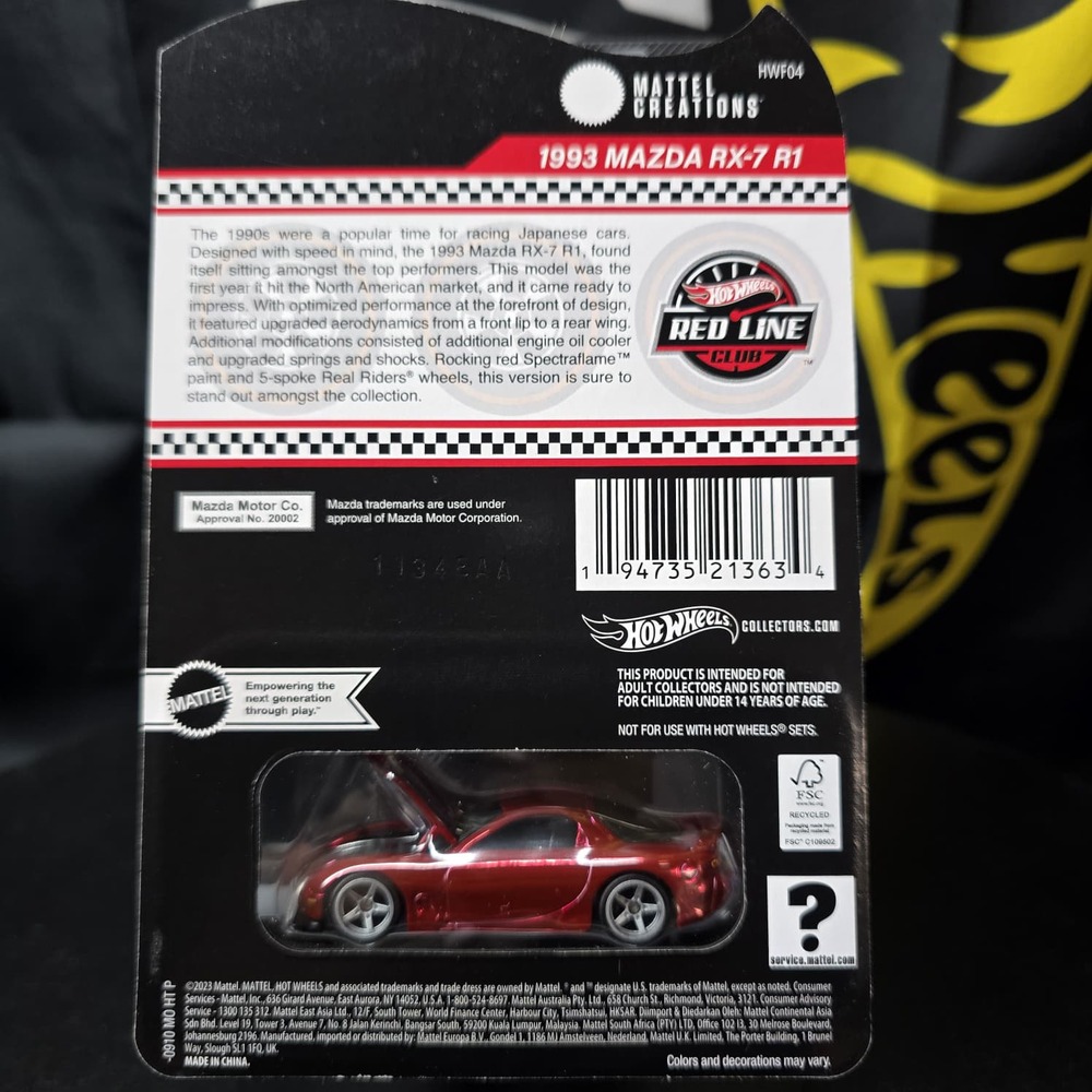 2024 Hot Wheels RLC 1993 Mazda RX-7 R1 Spectraflame Red HWF04 - Picture 2 of 3